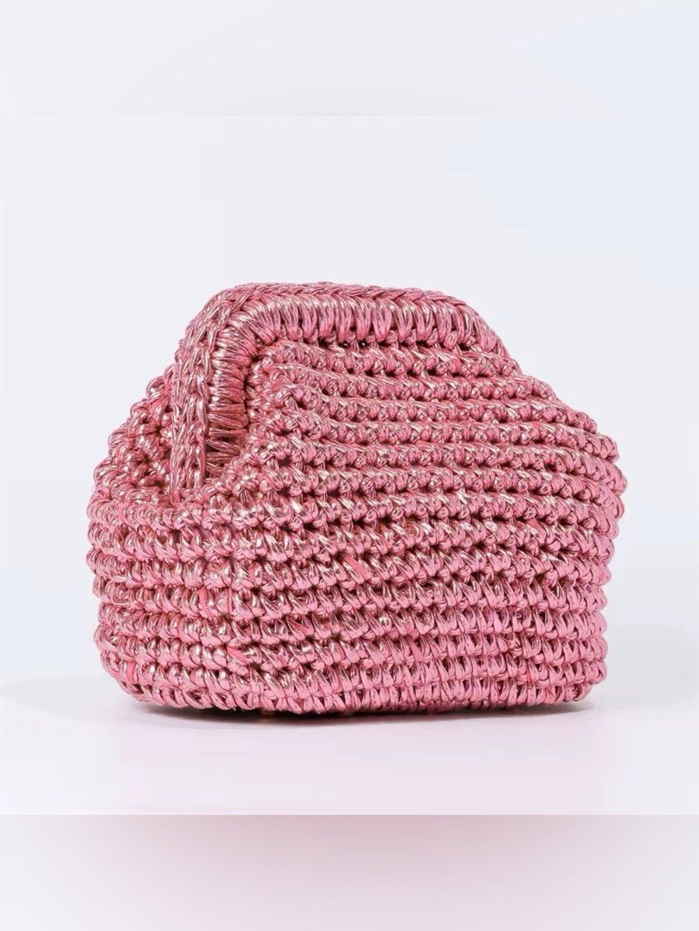Woven Metallic Purple Top-Handle Women's Bag